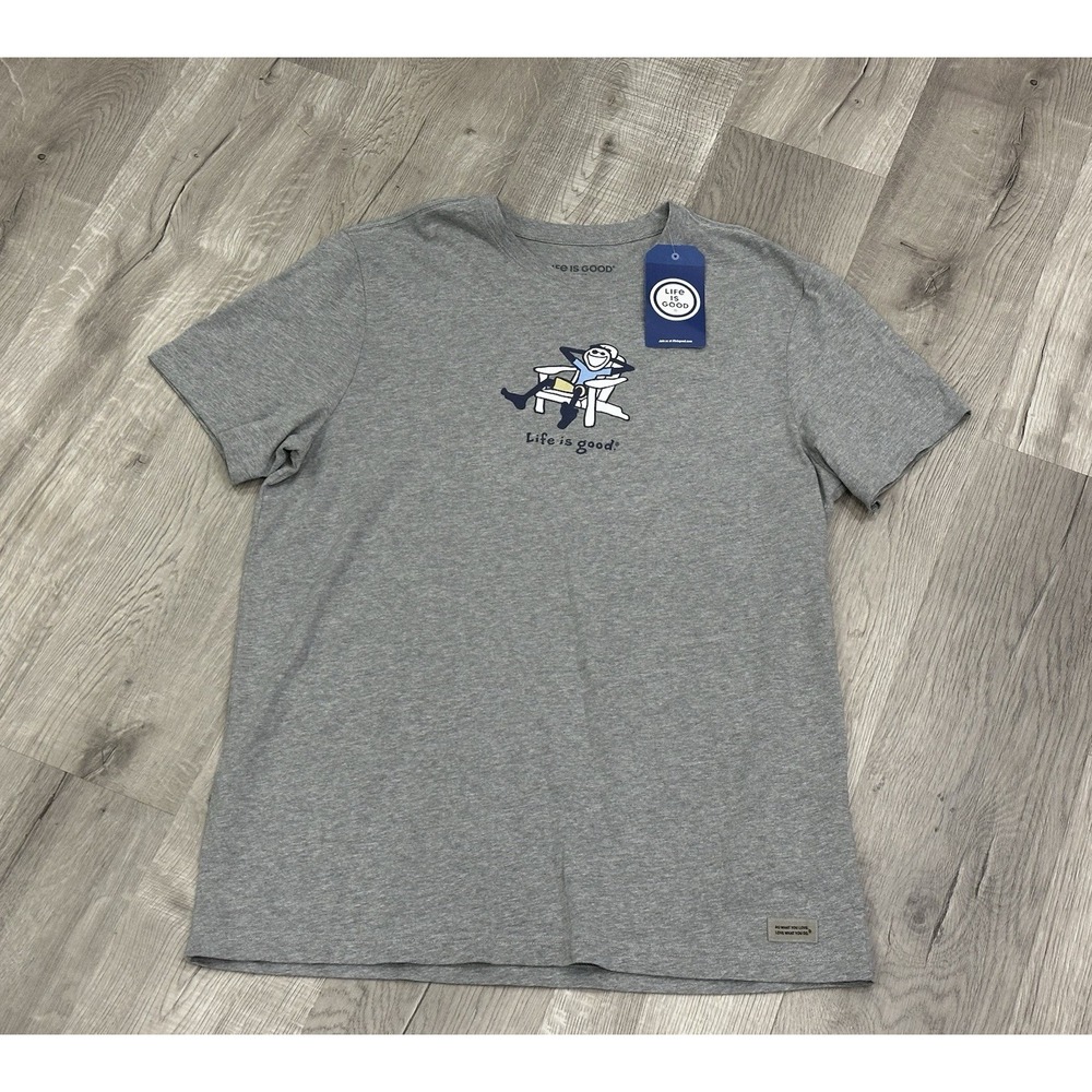 Life Is Good Men's Crusher Tee Adirondack Jake Size L Summer T--shirt NWT Gray - Picture 2 of 9